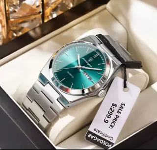 Reloj Poedagar Hombre Verde y Plateado