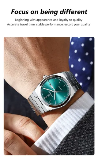 Reloj Poedagar Hombre Verde y Plateado