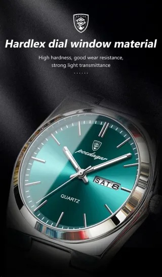 Reloj Poedagar Hombre Verde y Plateado