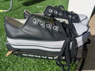 Converse Piel Negras Talla 39 Plataforma nuevas