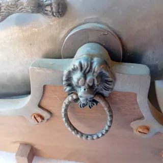 Porta bottiglia peltro con base legno