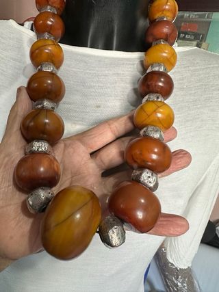 Collar Copal Ámbar y Plata Africano 685gr