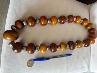 Collar Copal Ámbar y Plata Africano 685gr