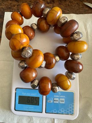 Collar Copal Ámbar y Plata Africano 685gr