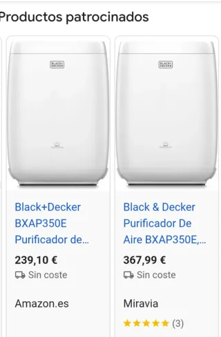 Purificador Aire Black Decker BXAP350E Blanco