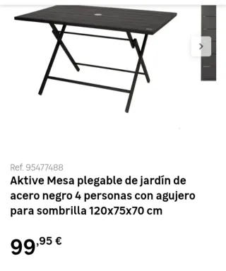 Tavolo pieghevole Aktive da giardino in acciaio 120x75x70 cm