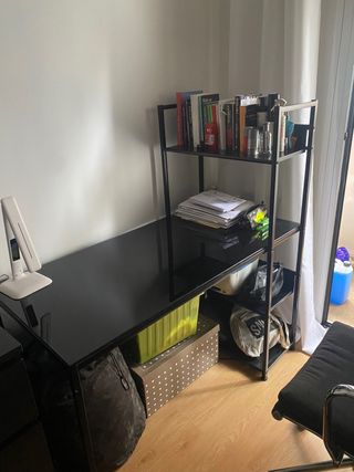 Escritorio Negro Cristal y Metal