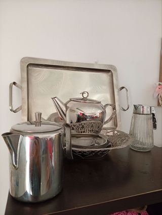Juego Té/Café Inox Vintage + Bandeja