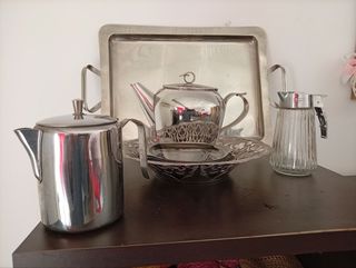 Juego Té/Café Inox Vintage + Bandeja
