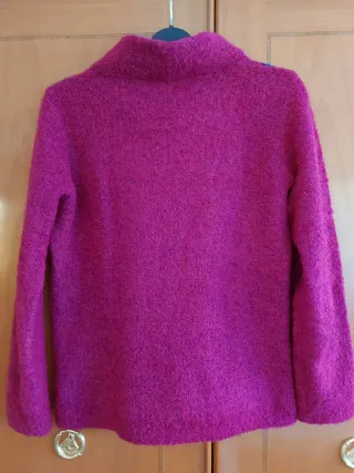 Jersey lana cuello alto fucsia y azul
