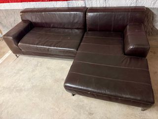 Sofá Chaise Longue de Piel Marrón