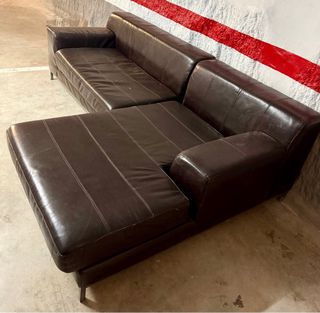 Sofá Chaise Longue de Piel Marrón