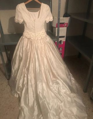 Vestido de Novia Talla S Encaje Blanco Roto
