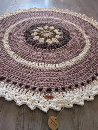 Alfombra ganchillo trapillo algodón redonda