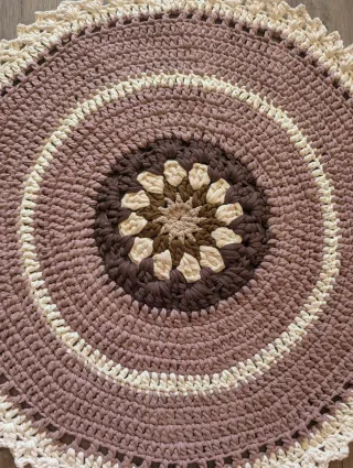 Alfombra ganchillo trapillo algodón redonda