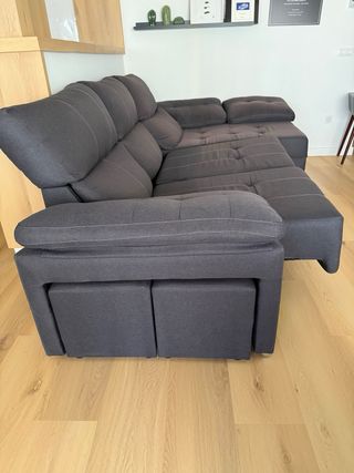 Sofá Chaise Longue Gris Grande