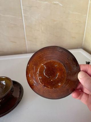 Juego de café/té artesanal de barro vintage