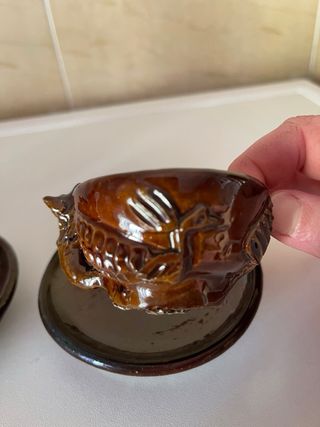 Juego de café/té artesanal de barro vintage