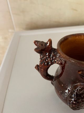 Juego de café/té artesanal de barro vintage