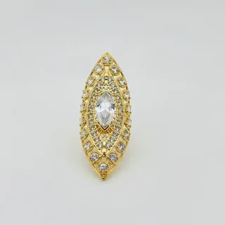 Anillo Lanzadera XXL Piedra Blanca 18K