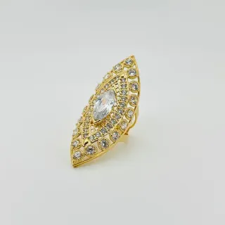 Anillo Lanzadera XXL Piedra Blanca 18K