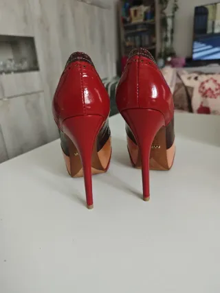 Scarpe Schutz donna tacco 38 rosse e beige