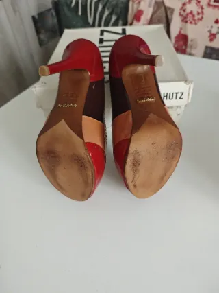 Scarpe Schutz donna tacco 38 rosse e beige