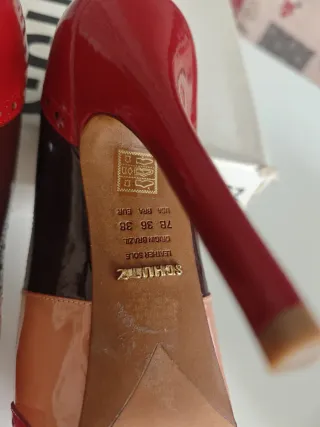 Scarpe Schutz donna tacco 38 rosse e beige