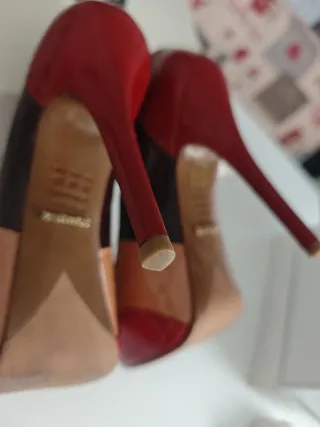 Scarpe Schutz donna tacco 38 rosse e beige