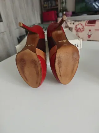 Scarpe Schutz donna tacco 38 rosse e beige