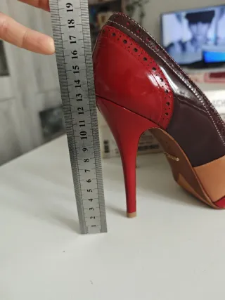 Scarpe Schutz donna tacco 38 rosse e beige