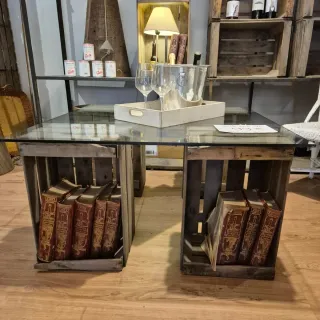 Tavolo da Salotto in Legno e Vetro