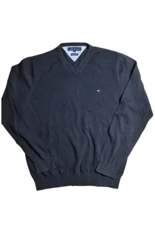 Jersey Tommy Hilfiger cuello pico azul Talla M