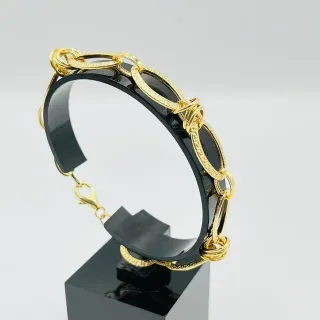Pulsera D. Italiana Oro 18K Diseño Greca Aros 12mm