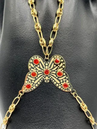 Pulsera Mariposa 18K con Piedras Naranja