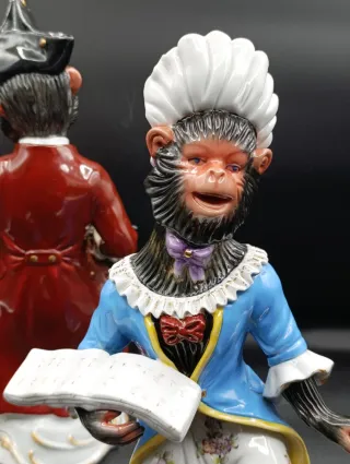 Figuras Monos Orquesta Porcelana Sevres