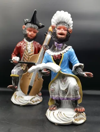 Figuras Monos Orquesta Porcelana Sevres