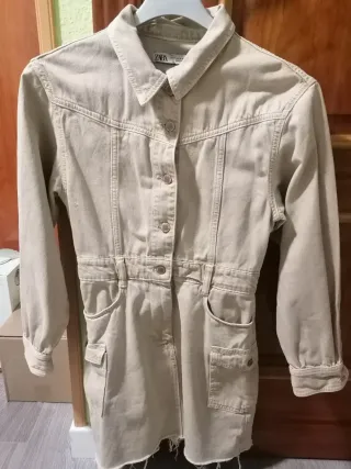 Vestido vaquero Zara beige