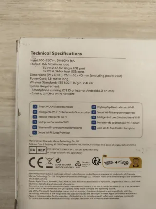 Regleta Inteligente Meross Wi-Fi 3 Enchufes