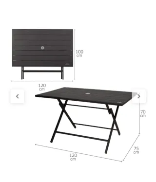 Tavolo pieghevole Aktive per giardino in acciaio nero per 4 persone