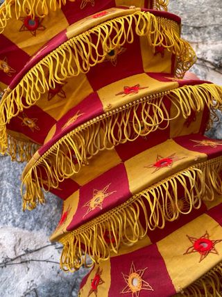 Pantalla lámpara acordeón 50cm burdeo/naranja