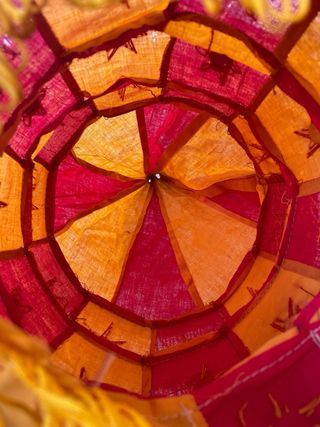 Pantalla lámpara acordeón 50cm burdeo/naranja