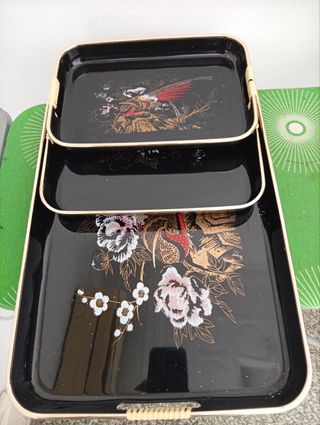 Lote 3 Bandejas Oriental Negro/Oro