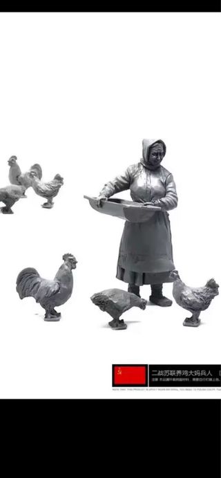 Figura resina 1:35 WW2 Mujer con 3 Gallinas