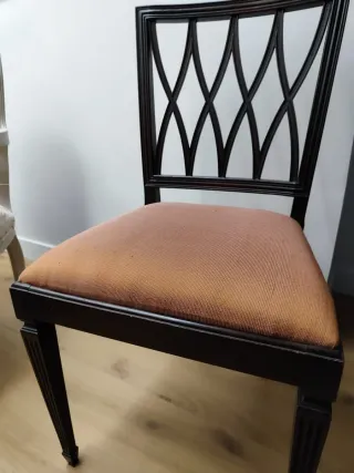 Mesa ovalada y 6 sillas tapizadas seda urge