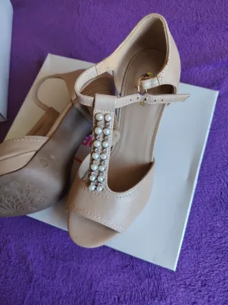 Sandalias Graceland Beige Perlas Tira