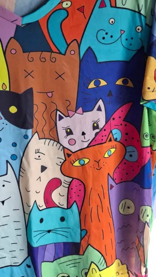 Camiseta Mujer Gatos Multicolor Talla 2XL