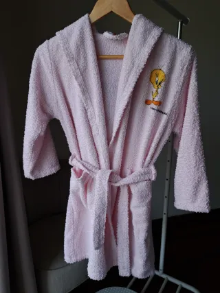 Roupão infantil rosa Looney Tunes