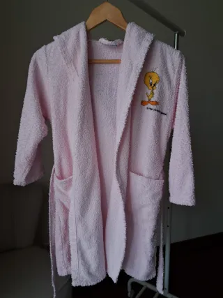 Roupão infantil rosa Looney Tunes