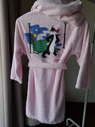 Roupão infantil rosa Looney Tunes